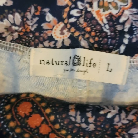 NATURAL LIFE Navy Floral Paisley Wide-Leg Pants - Picture 8 of 11